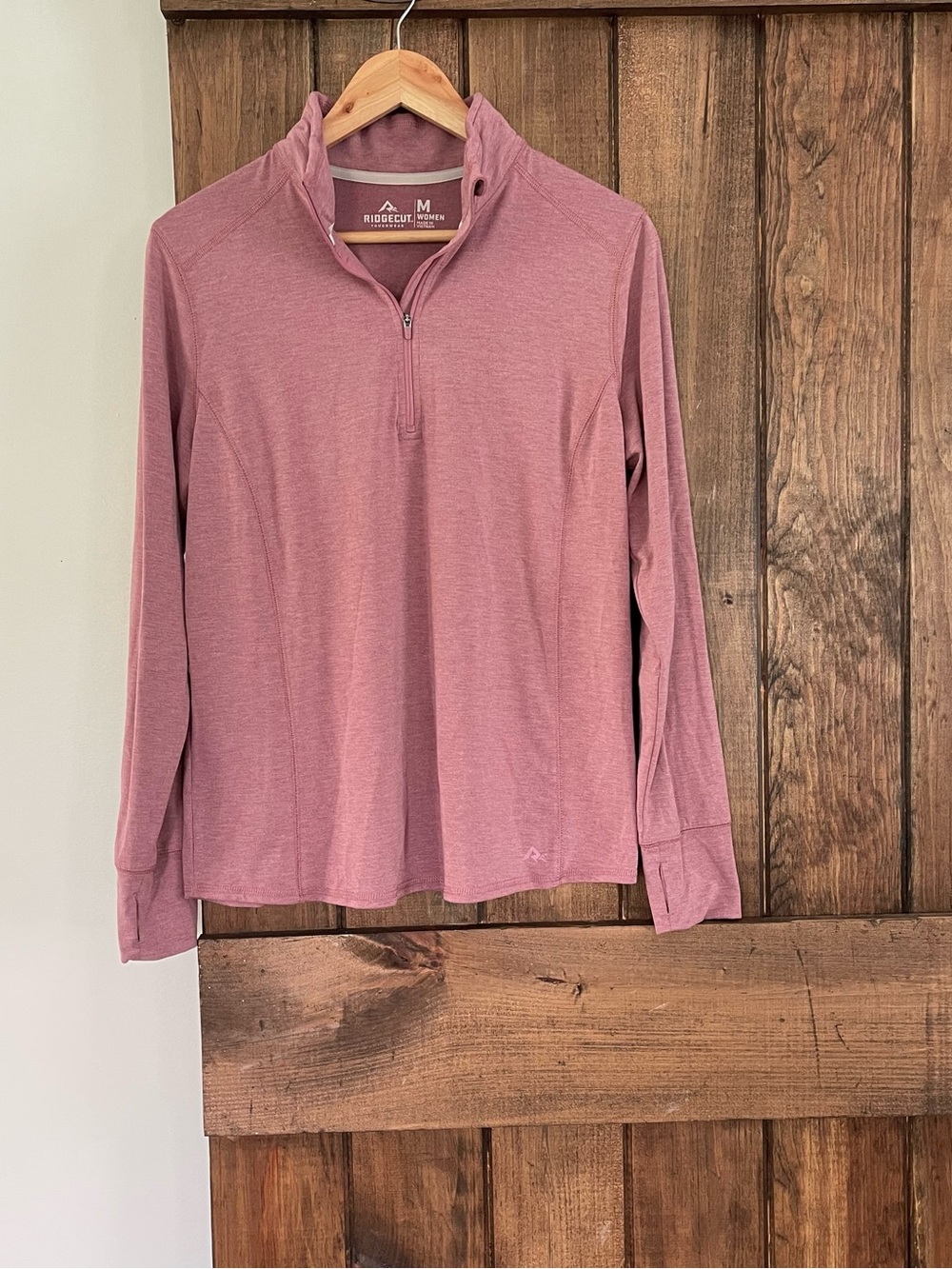 Ridgecut Mauve Rose Pink Quarter Zip Popover Long Sleeve Performance Top Medium